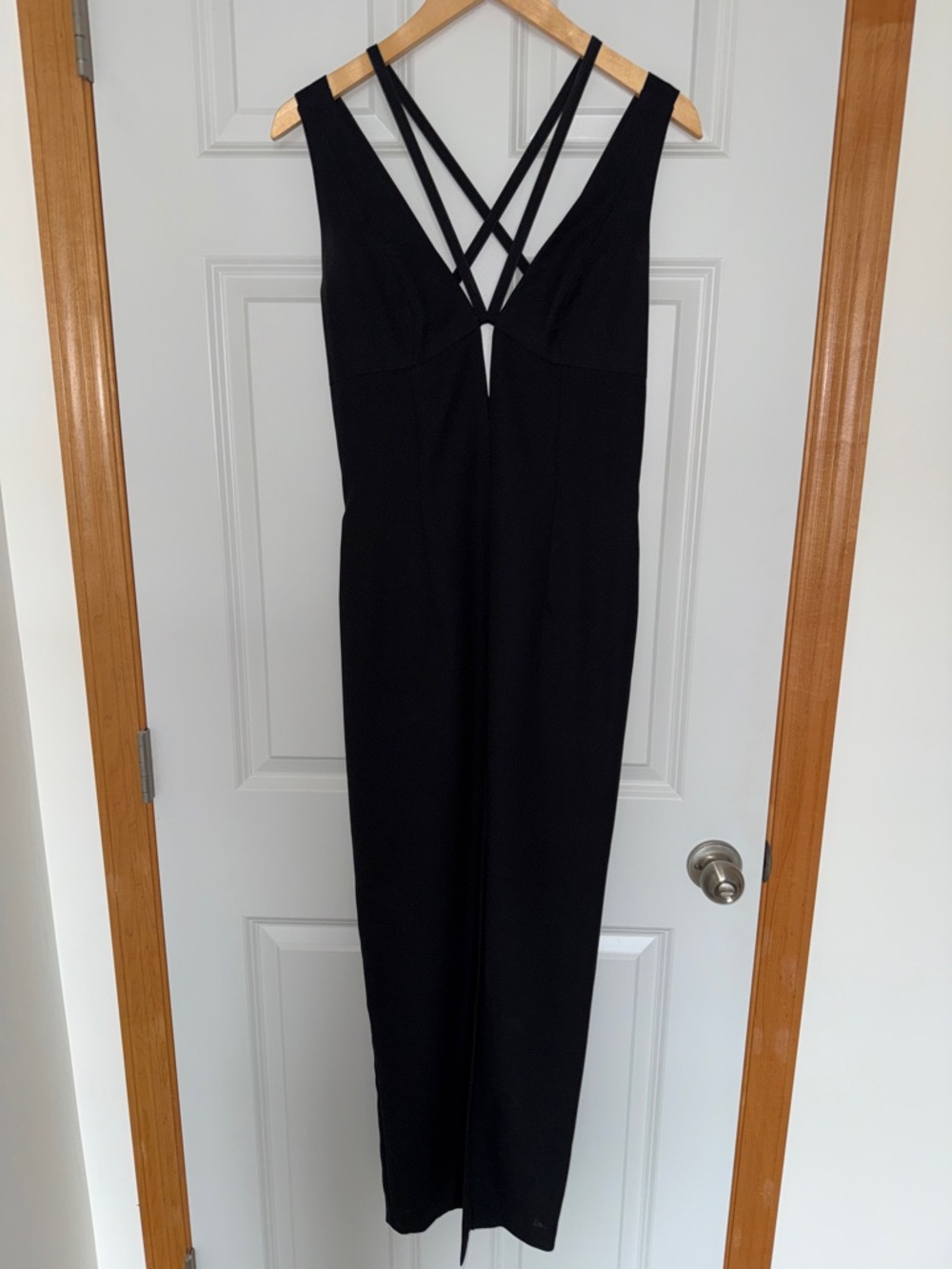 Vintage Elegant Black Strappy V-Neck Women's Dress